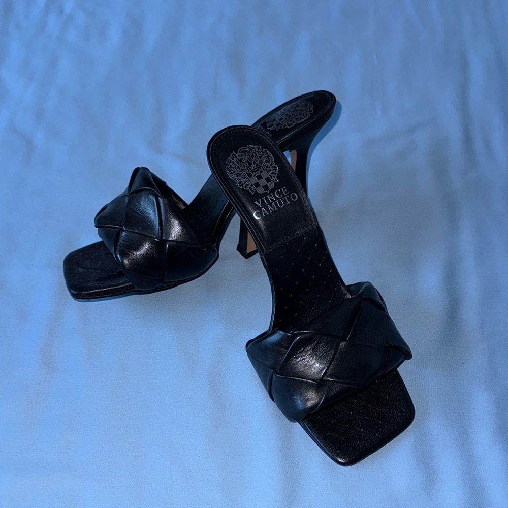 Vince Camuto Black Heeled Sandals with Platform Sole